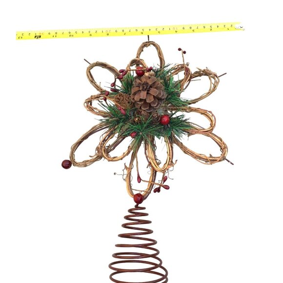 13" EARTH COLOR FLORAL CHRISTMAS TREE TOPPER ORNAMENT - Picture 5 of 5